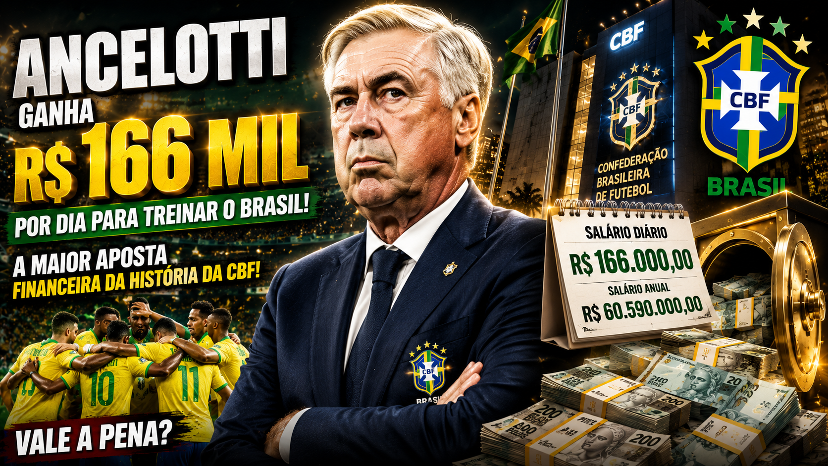 Ancelotti Ganha R$ 166 Mil por Dia para Treinar o Brasil: A Maior Aposta Financeira da História da CBF Vale a Pena?