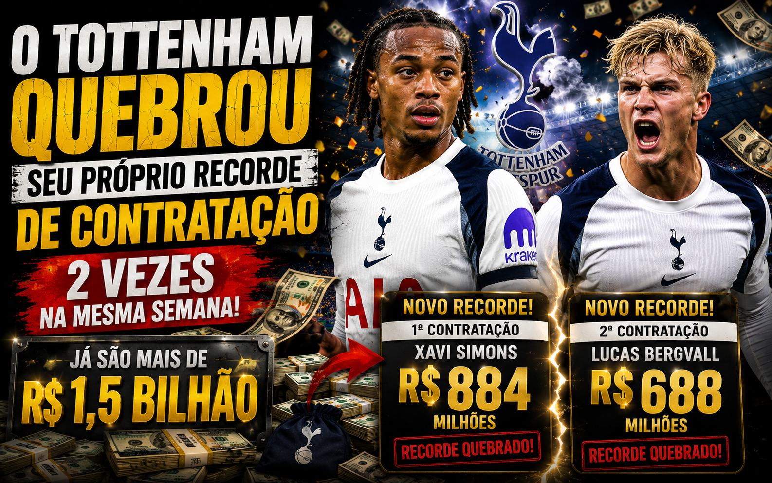 O Tottenham Quebrou Seu Próprio Recorde de Contratação 2 Vezes na Mesma Semana — Já São Mais de R$ 1,5 Bilhão